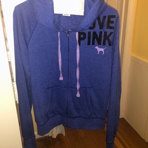 LOVE PINK blue zip up sweatshirt